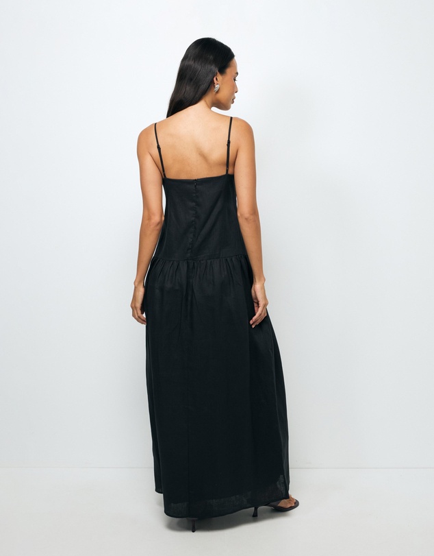 AERE - Bree V Neck Linen Maxi Dress