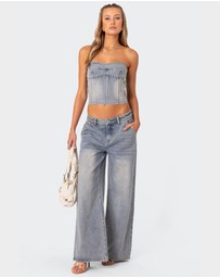 EDIKTED - Myla Washed Wide Leg Jeans
