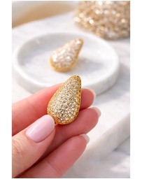 Honey and Beau - Gold Pavé Teardrop Stud Earrings