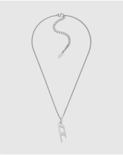Diesel - D Logo Silver-Tone Necklace