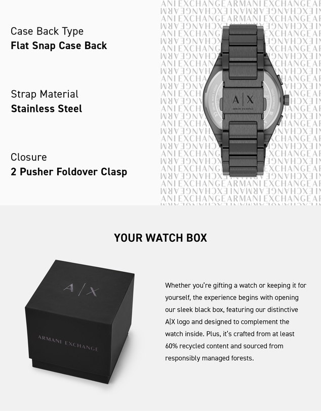 Armani Exchange - Gun-Metal Chronograph Watch