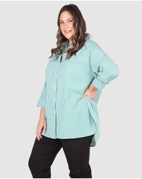 Love Your Wardrobe - Leah Stripe Curved Hem Over Shirt