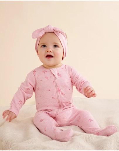 Purebaby - Zip Growsuit & Headband Set-Babies