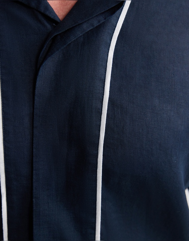 Oxford - Cooper Short Sleeve French Linen Piping Shirt