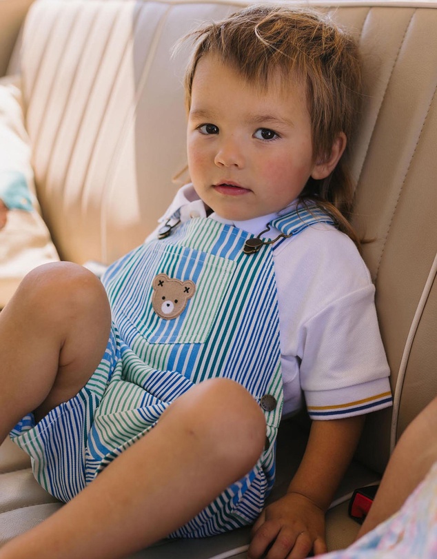 Huxbaby - Beach Club Hux Variegated Stripe Shortalls - Babies-Kids