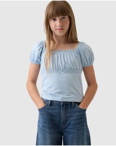 GAP - SS Lace Trim Top - Teens