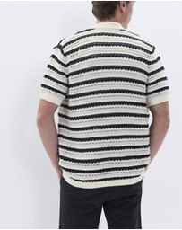 UNISON - Ladder Stitch Knit Button Thru