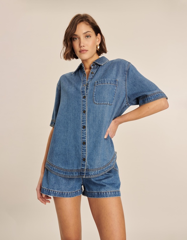 AERE - Soft Denim Twill Elasticated Shorts