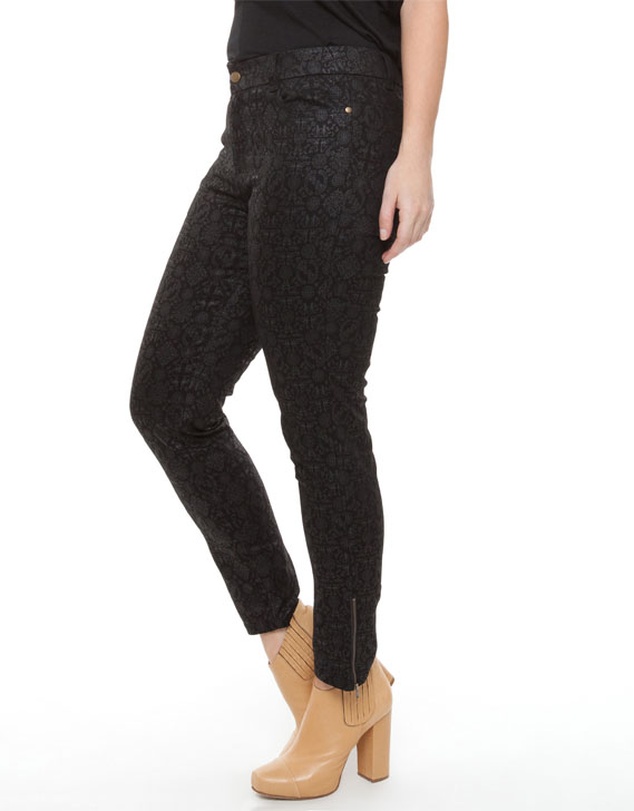 17 Sundays - Brocade Print Denim Jeans Ankle Length