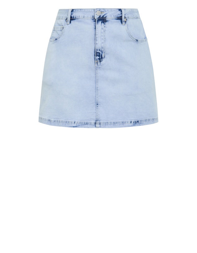 City Chic - Plus size Alice Denim Mini Skirt - ice blue wash
