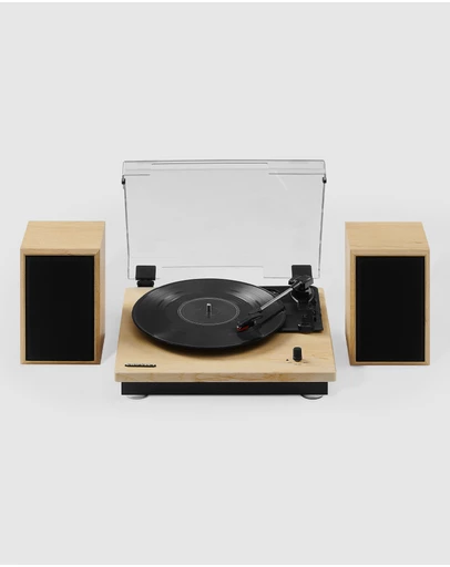 Crosley - Crosley Brio Record Player Shelf System With Speakers - Natural