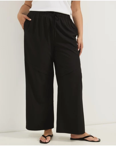 Atmos&Here Curvy - Zoe Relaxed Drawstring Pants with Seam Detail