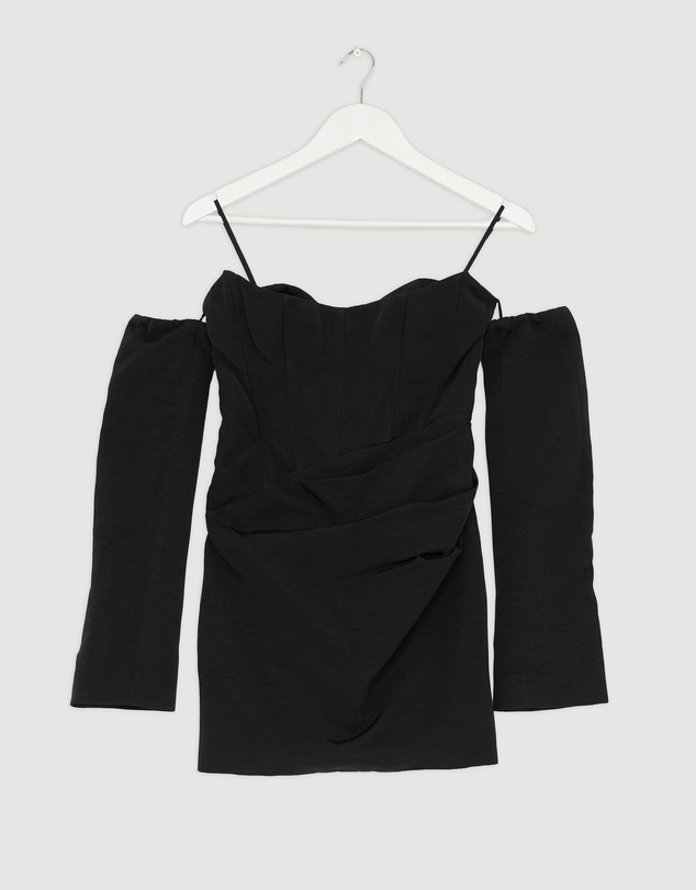 Revibe - Repaired Shona Joy Oakley Strapless Draped Mini Dress - AU 6