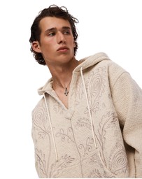 THE TALES - Textured Flower Embroidered Hooded Jacket