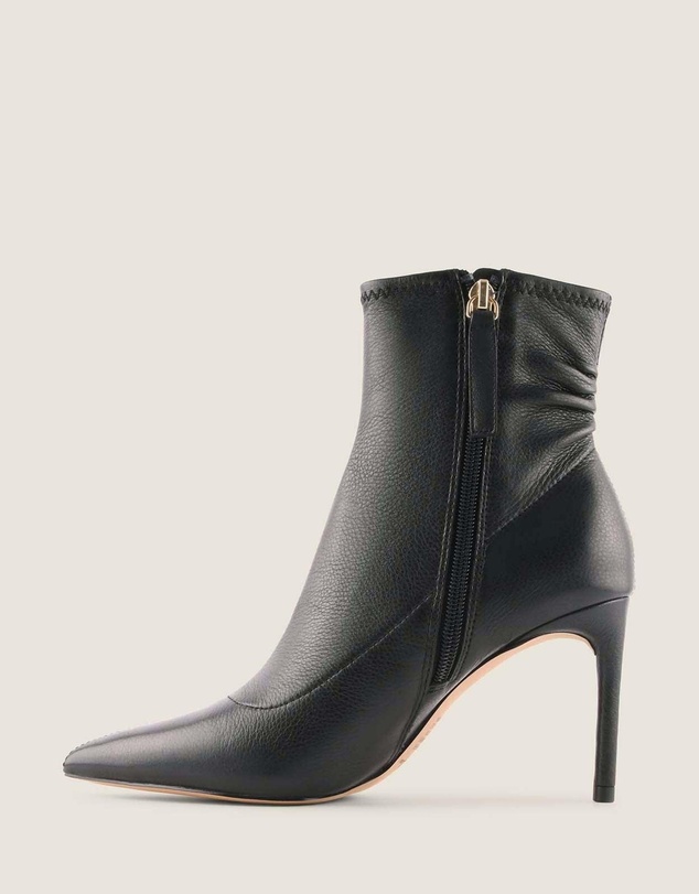 Shelly Shen - Delta Heel Ankle Boots Black Leather