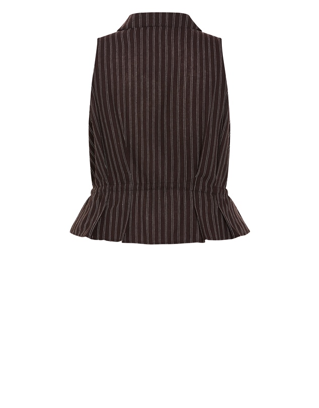 City Chic - Plus size Eva Stripe Relaxed Vest - chocolate