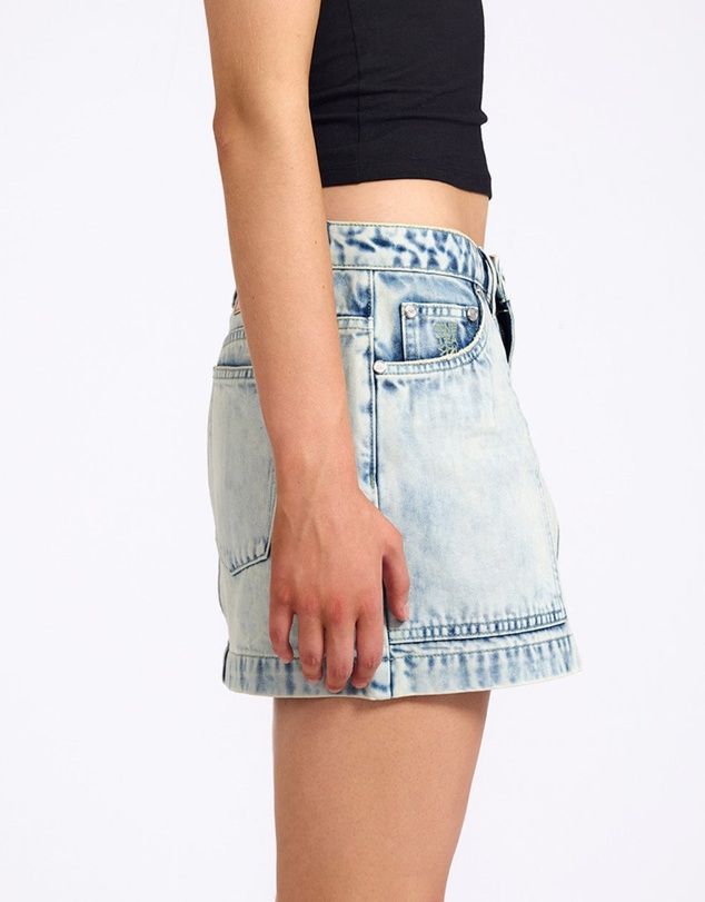 ONE TEASPOON - Fiasco Low Waist Utility Micro Mini Denim Skirt - Ambrosia Blue