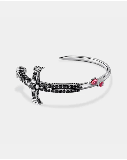 THOMAS SABO - Sword Bangle with black and red stones