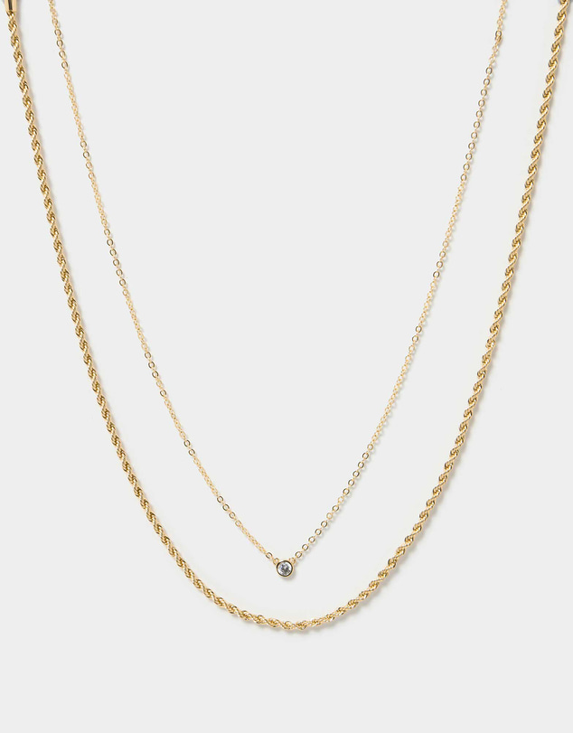 Forcast - Kingsly 16k Gold Plated 2pc Set Necklace