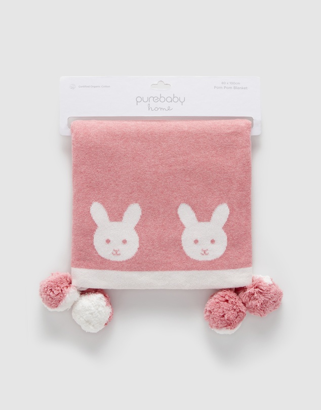 Purebaby - Border Pom Pom Blanket-Babies