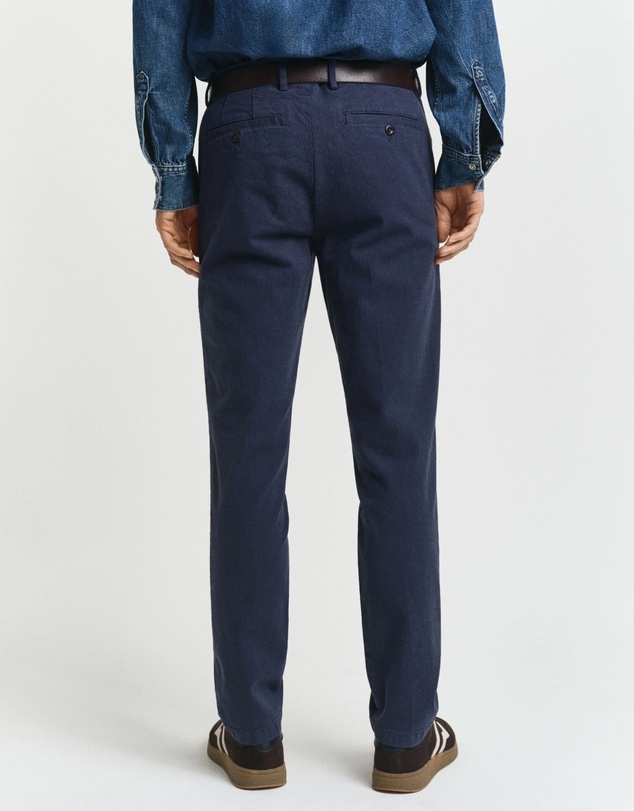 Gant - Slim Fit Cotton Herringbone Pants