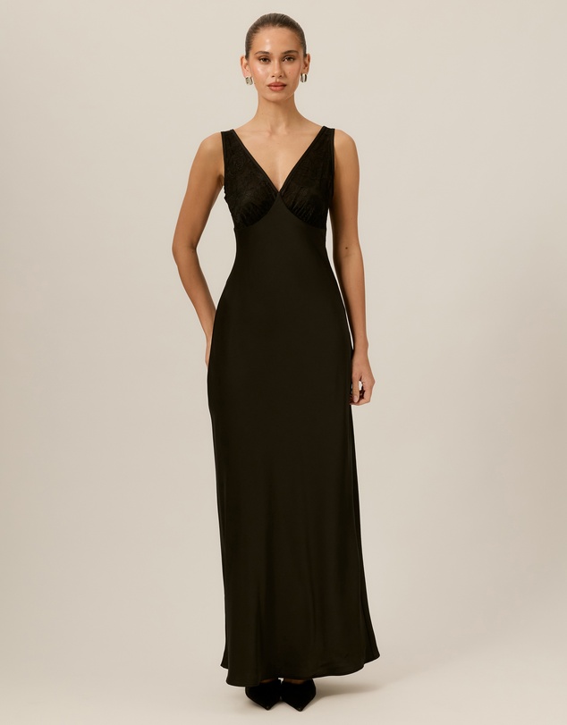 Tussah - Elise Lace Bodice Satin Maxi Dress