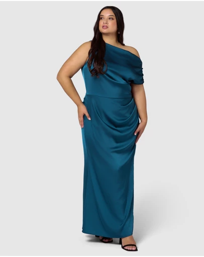 Pink Dusk by Curve Project - Infatuated Satin Maxi Dress