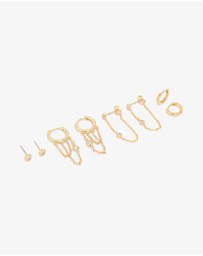 Lovisa - Gold Plated Cubic Zirconia Chain & Huggie Earrings 4-Pack