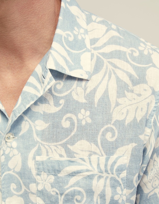 Oxford - Vinny Linen Blend Printed Short Sleeve Shirt