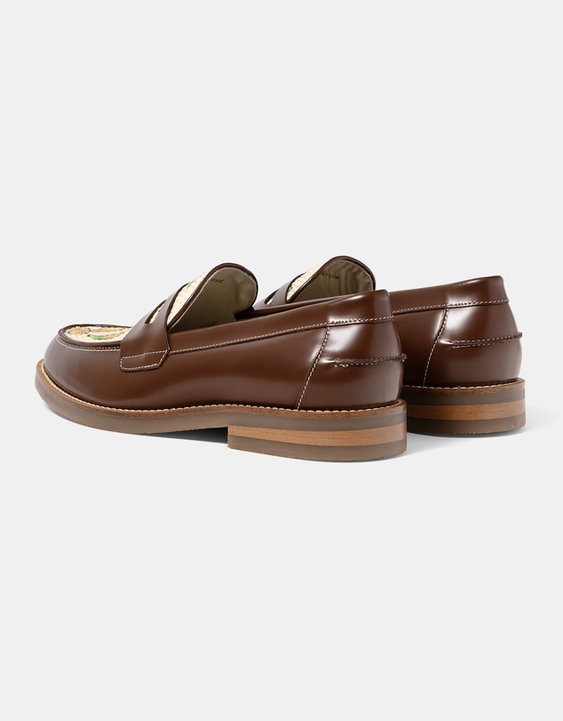 Duke + Dexter - Wilde Chestnut Lemon Raffia Penny Loafer - Men's