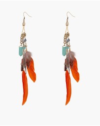 Lovisa - Multicoloured Feather Chain Drop Earrings