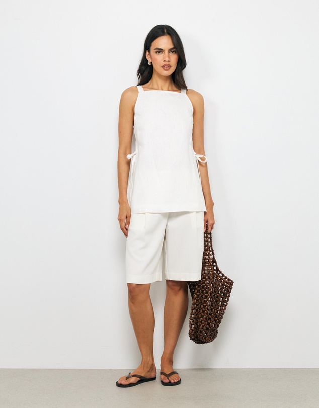 AERE - Maisie Linen Tie Side Top