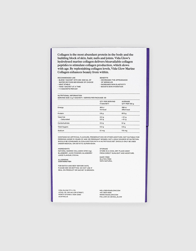 Vida Glow - Natural Marine Collagen Sachets Blueberry