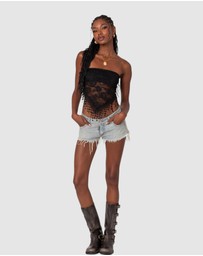 EDIKTED - India Sheer Lace Strapless Top