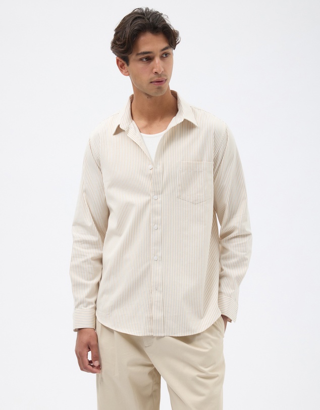 AERE - Cotton Blend Stripe Oxford Shirt