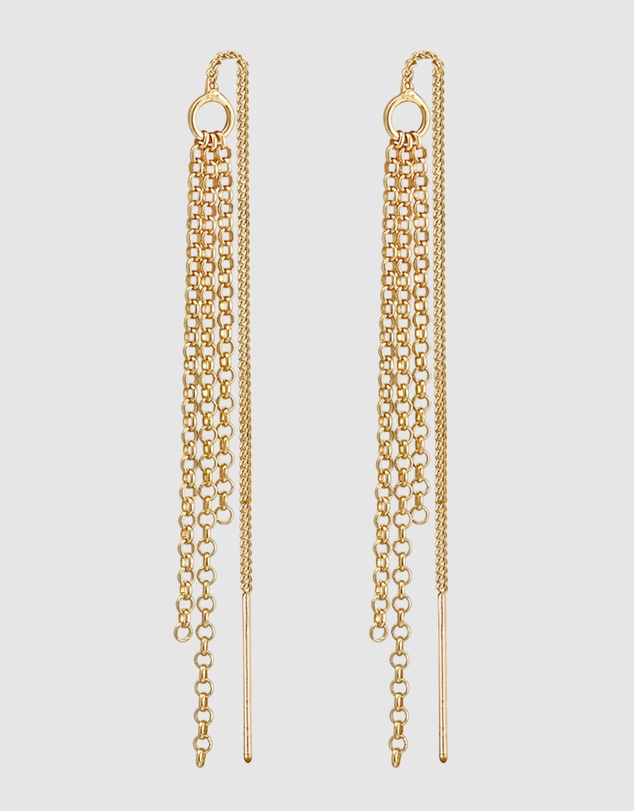 Elli Jewelry - Earrings Dangles Chain Pull Through Trend in 925 Sterling Silver Gold Plated