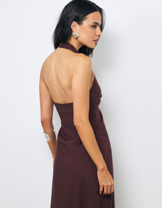 AERE - Lori Twist Waist Halter Maxi Dress