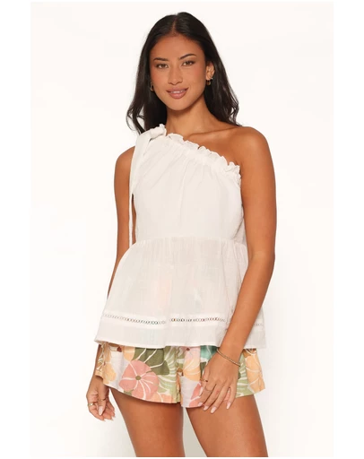 Petal & Pup - Alison One Shoulder Top - White