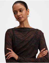 Forever New Petite - Georgia Petite Long Sleeves Mesh Midi Dress