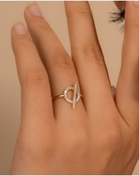 Wanderlust + Co - Pave Toggle 14K Gold Vermeil Ring