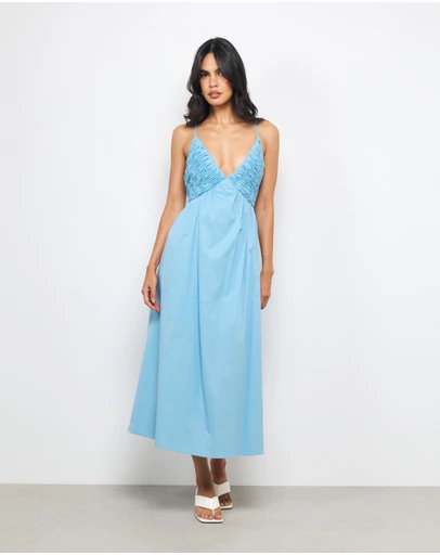 AERE - Tansy Shirred Bodice Midi Dress