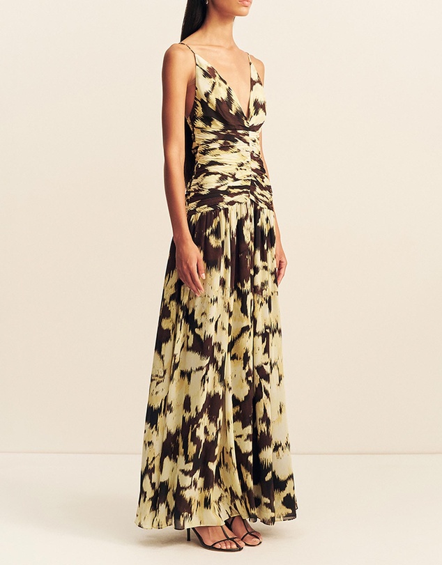 Shona Joy - Benny Plunged Gathered Maxi Dress