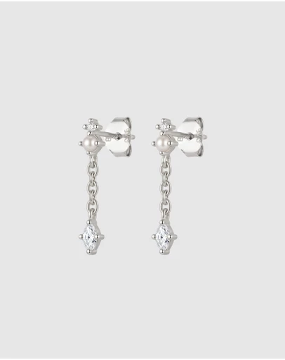 HOUSE OF SLANI - Pia Dainty Silver Drop Earrings
