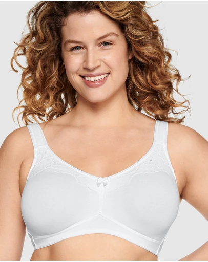 Naturana - Wide Strap Wirefree Cotton Bra with Lace
