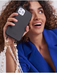 LOUVE COLLECTION - Le Cafe Noir Phone Case + Pearl Crossbody Chain & Wristlet