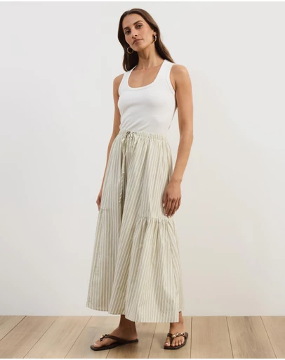 Atmos&Here - Vienna Cotton Gathered Midi Skirt