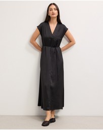 The Fated - Josephine Satin V-Neck Maxi Dress