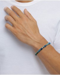 Kuzzoi - ICONIC EXCLUSIVE - Bracelet Male Beads Blue Vintage 925 Sterling Silver
