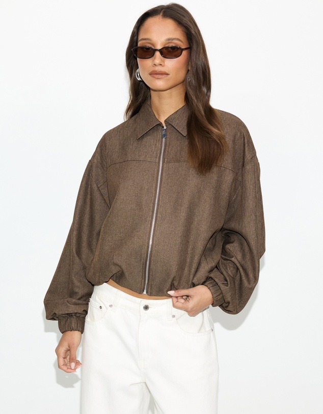 Dazie - Alexis Woven Bomber Jacket