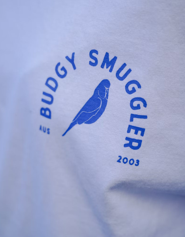 Budgy Smuggler - White Long Sleeve Tee with Budgy Arch
